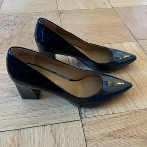 Black Patent Leather Block Heel - size 8